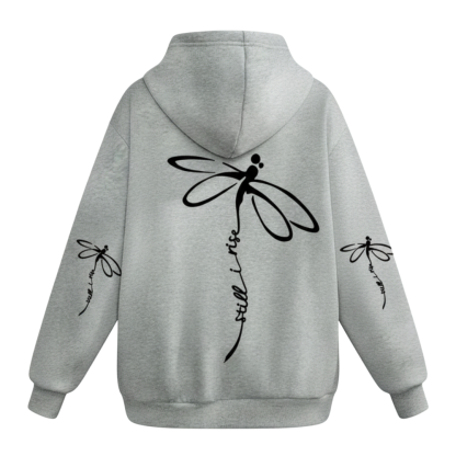 Dragonfly Print Long Sleeve Pullover Casual Hoodie