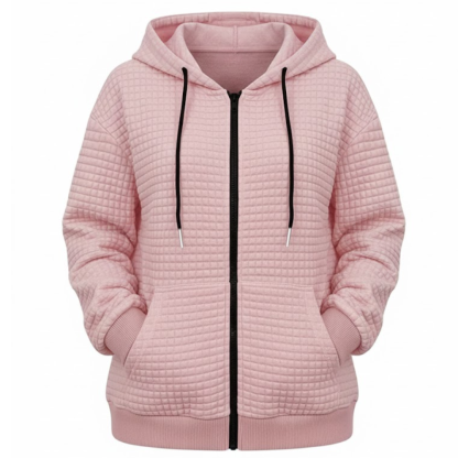 Geometric Print Hooded Zip Up Casual Style Jacket