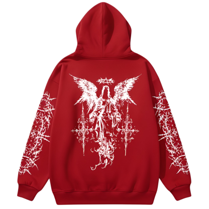 Men Angel Gothic Graphic Print Hoodie