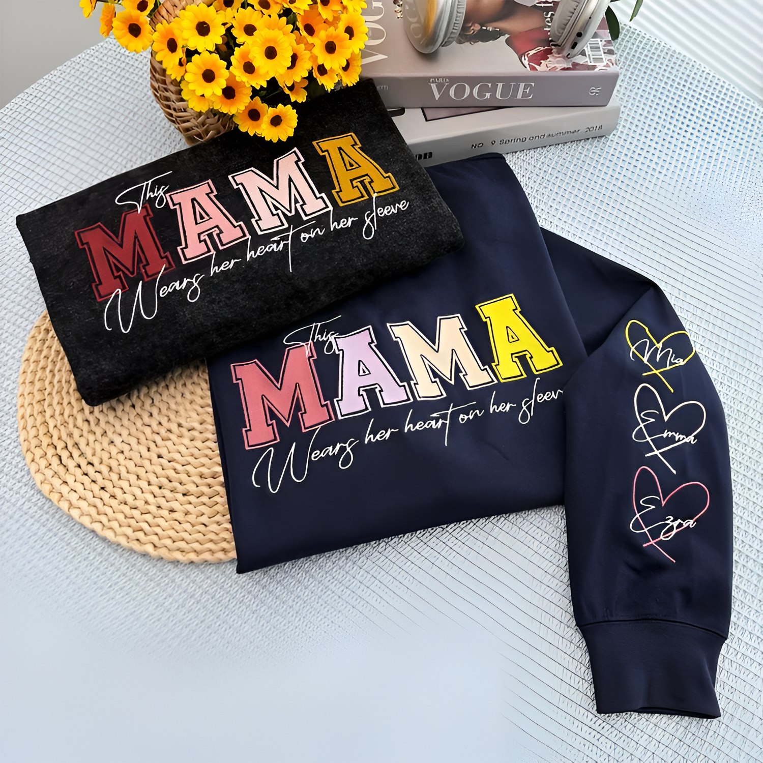 Personalized Name Sweatshirt With Long Sleeve Embroidery Detail For Mom And Grandma