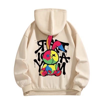 Colorful Bunny Printed Hoodie For Women