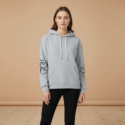 Floral Bull Graphic Print Pullover Hoodie For Women