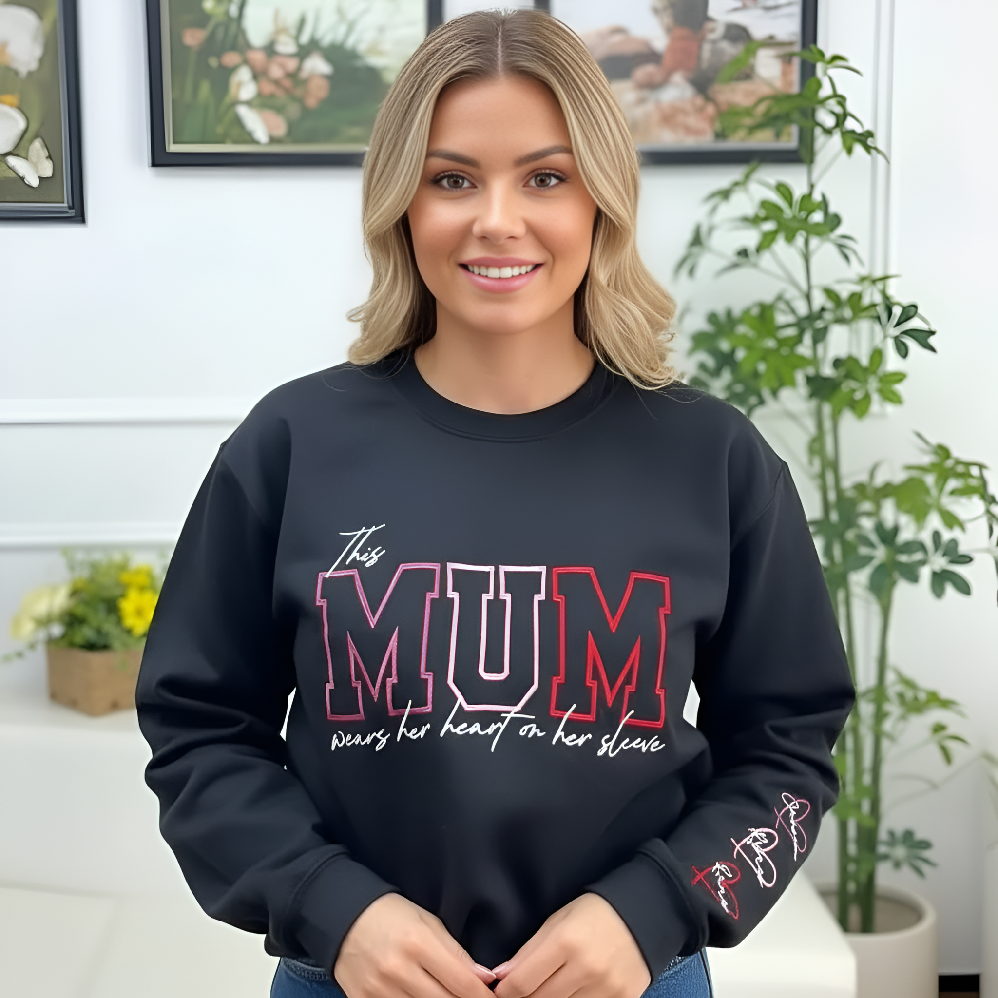 Personalized Name Sleeve Embroidered Sweatshirt For Mum And Grandma