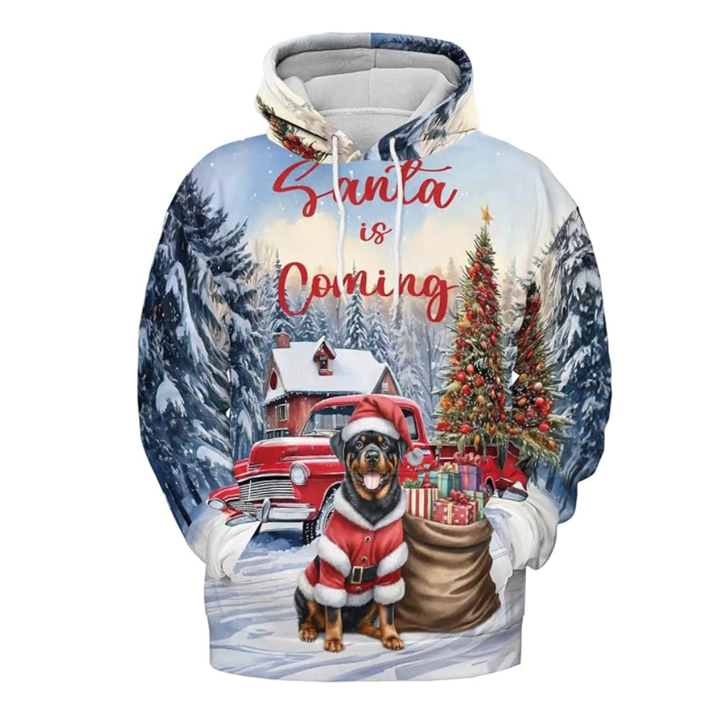 Christmas Santa Dog Truck Tree All Over Print 3D Zip Hoodie
