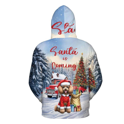 Christmas Santa Dog Truck Tree All Over Print 3D Zip Hoodie