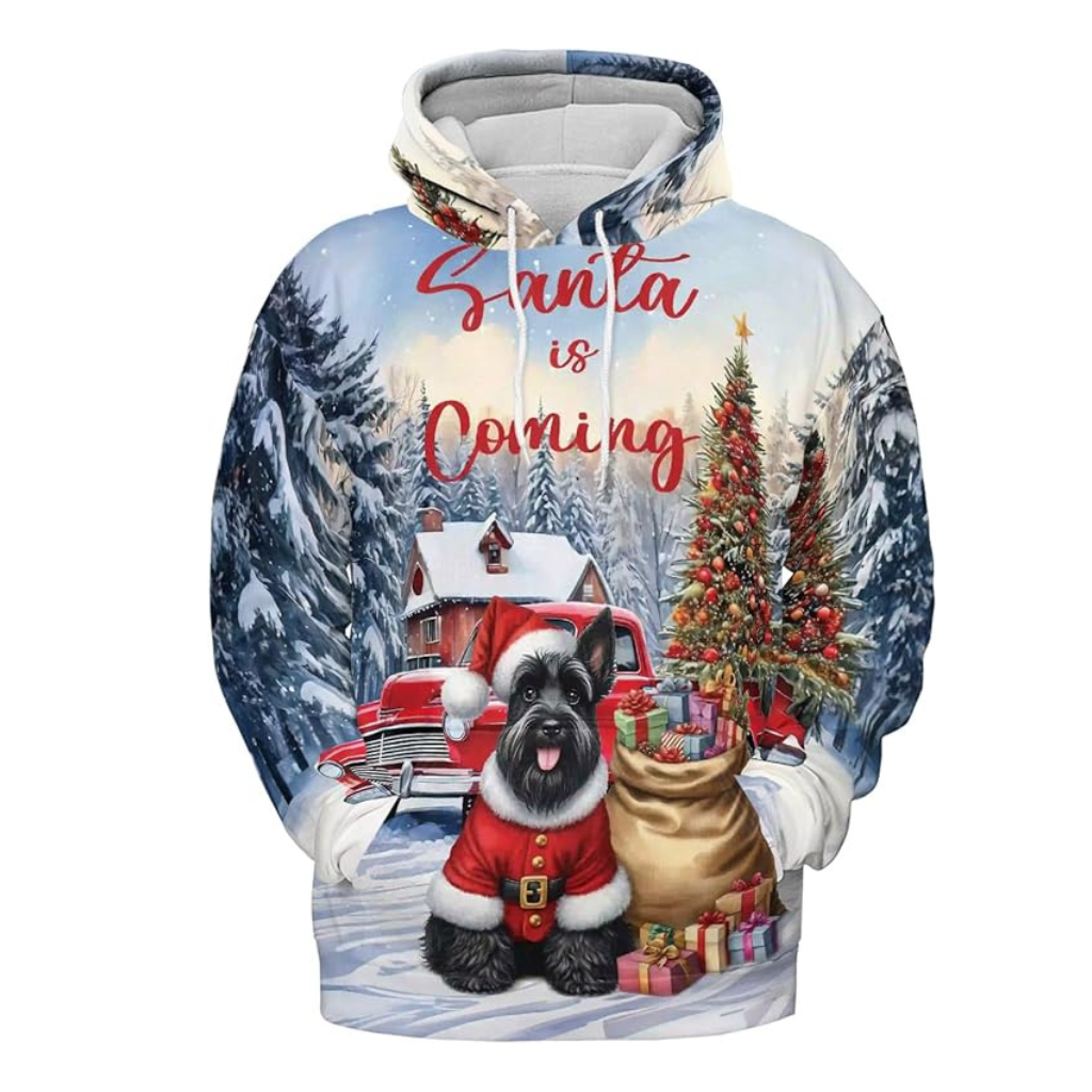 Christmas Santa Dog Truck Tree All Over Print 3D Zip Hoodie