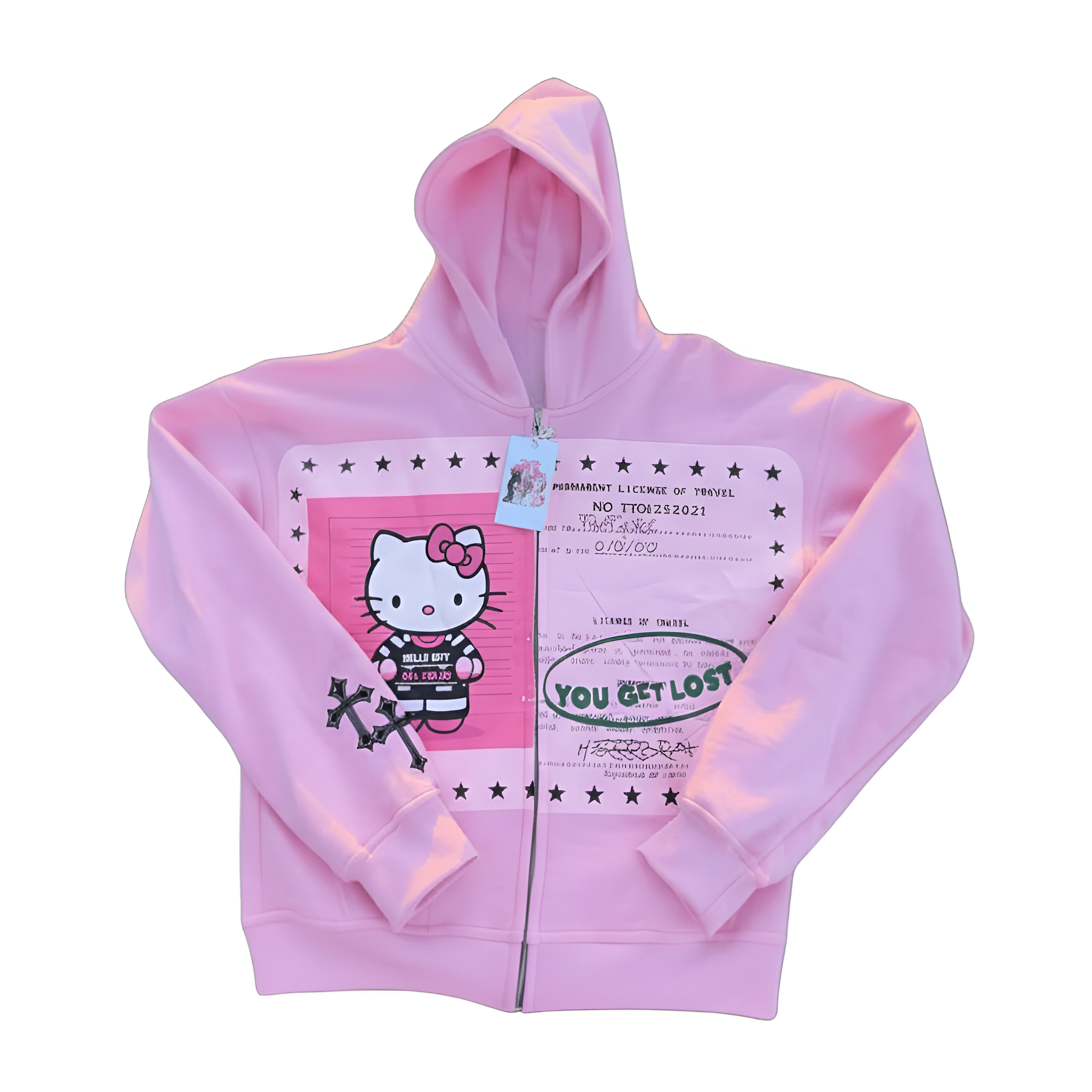 Cartoon Themed Graphic Zip Up Hoodie