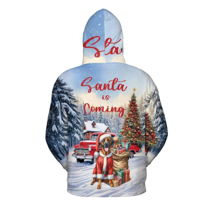 Christmas Santa Dog Truck Tree All Over Print 3D Zip Hoodie