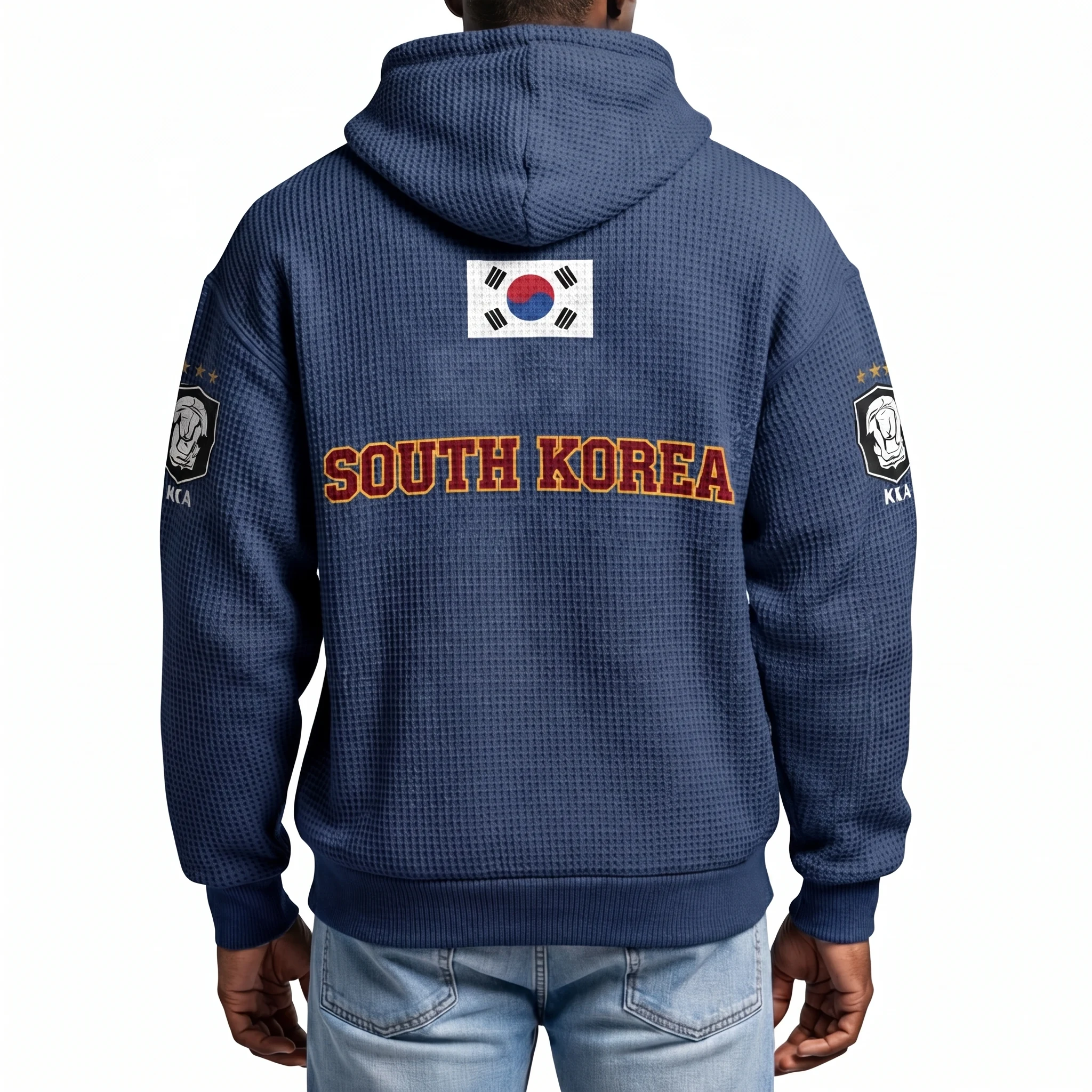 South Korea Printed Waffle Quarter Zip Football Fan Hoodie