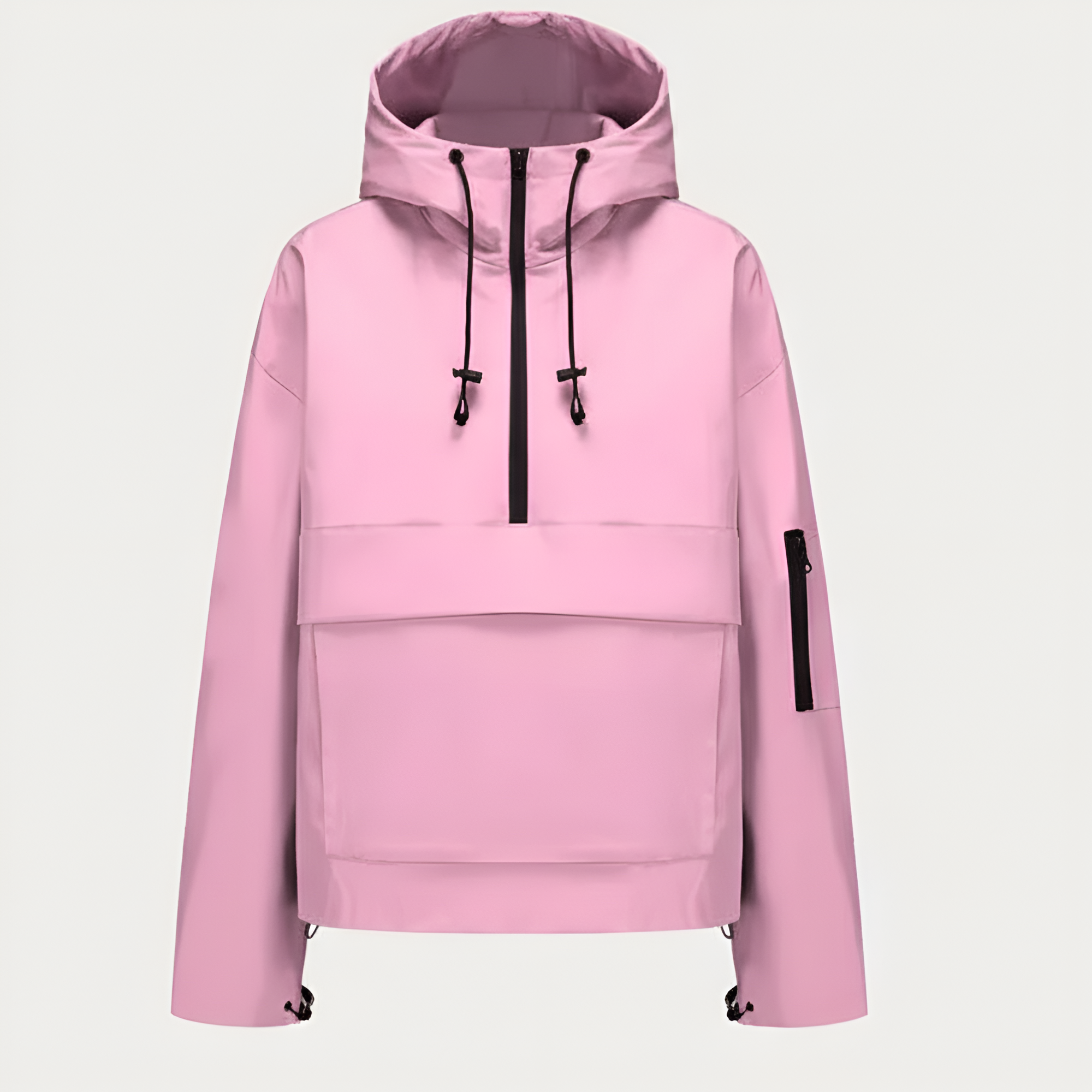 Waterproof Oversized Hoodie Rain Jacket With Adjustable Hood And Cuffs For Women
