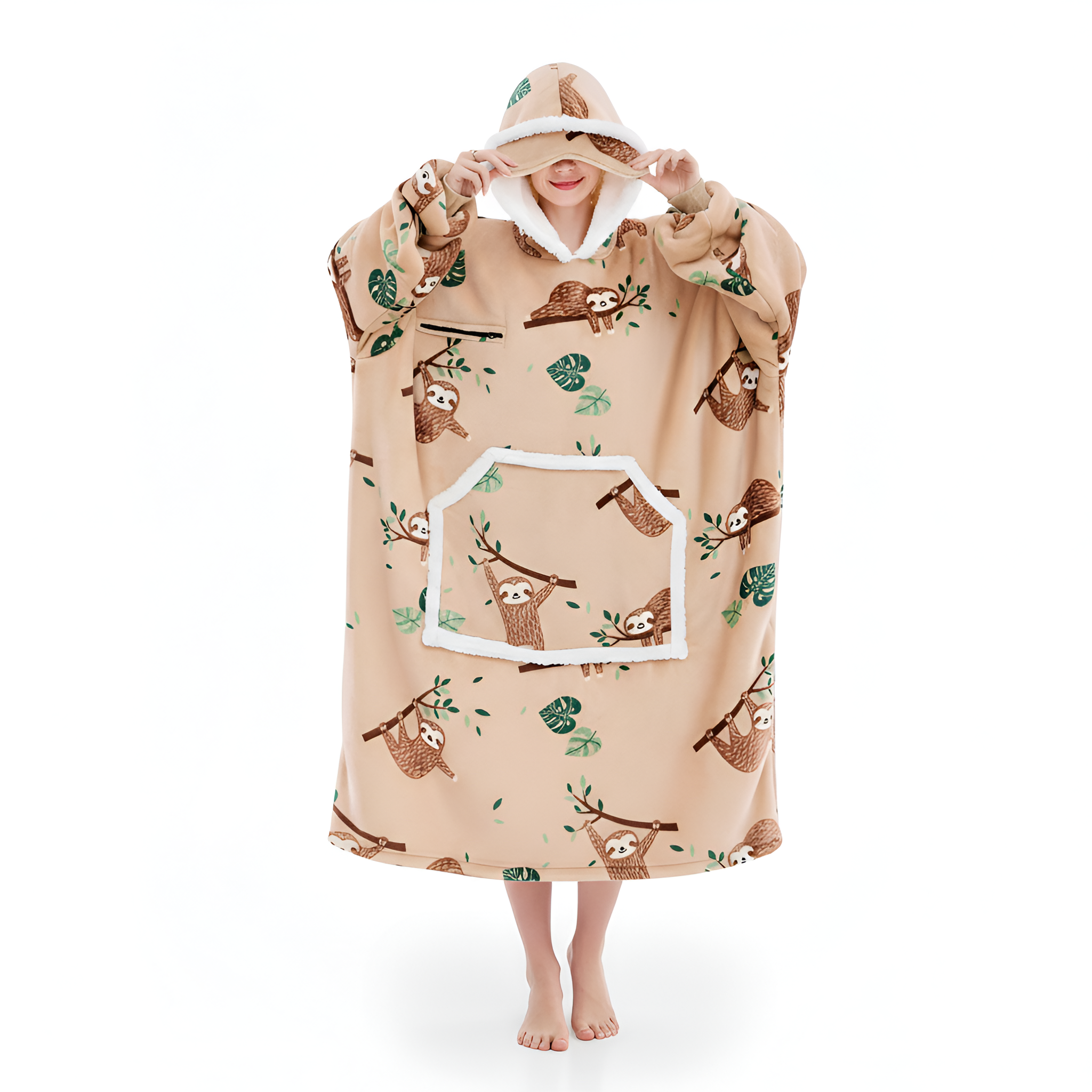 Cozy Oversized Sleep Blanket Hoodie With Built In Mask 