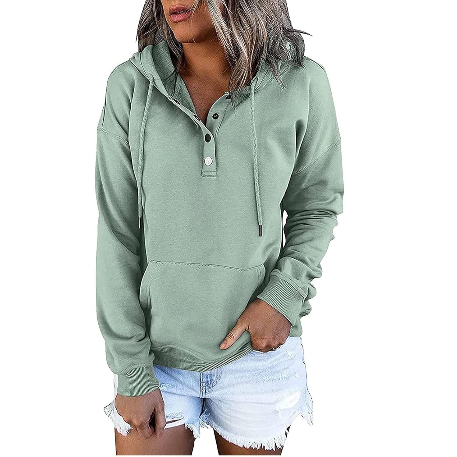Casual Drawstring Hoodie With Long Sleeves For Women