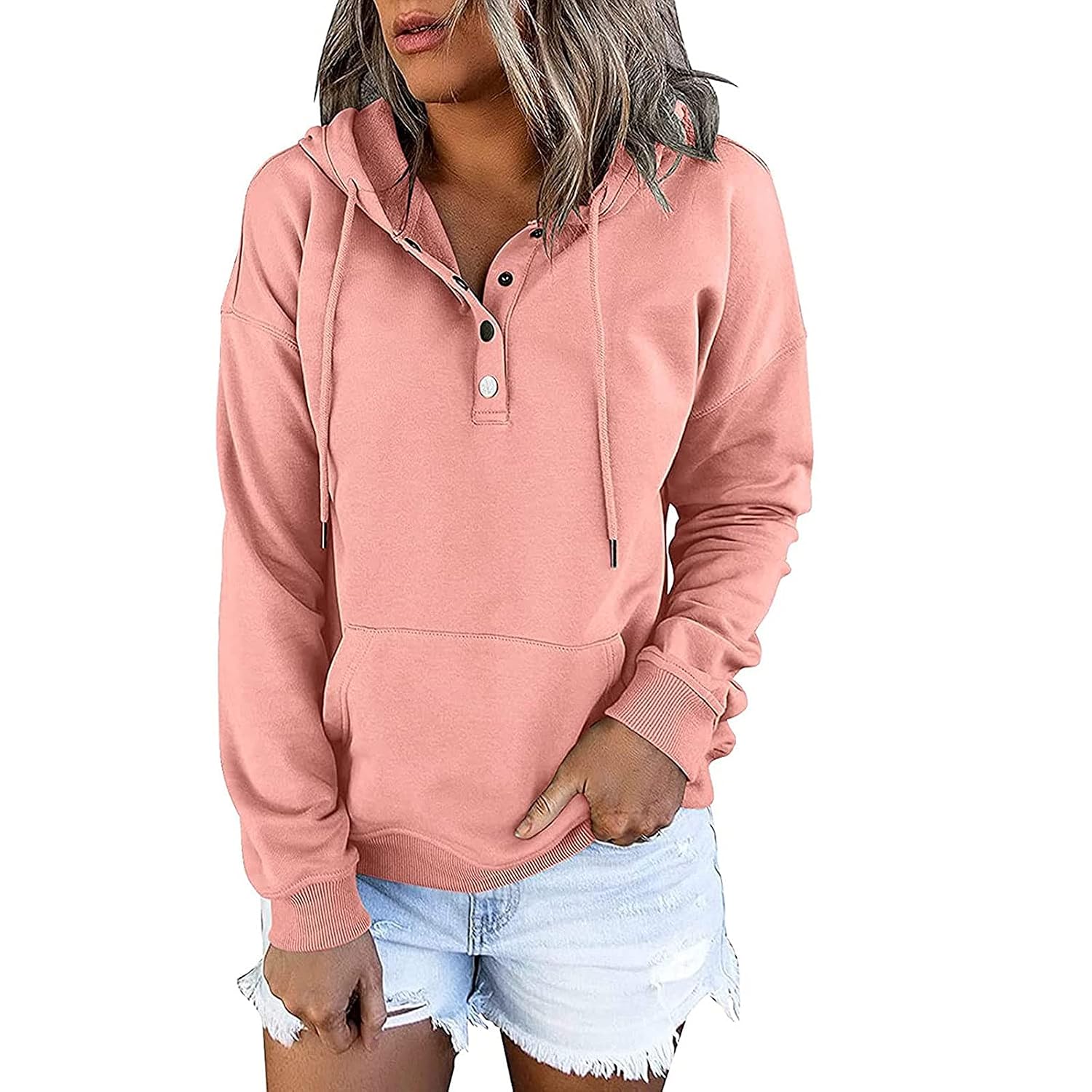 Casual Drawstring Hoodie With Long Sleeves For Women
