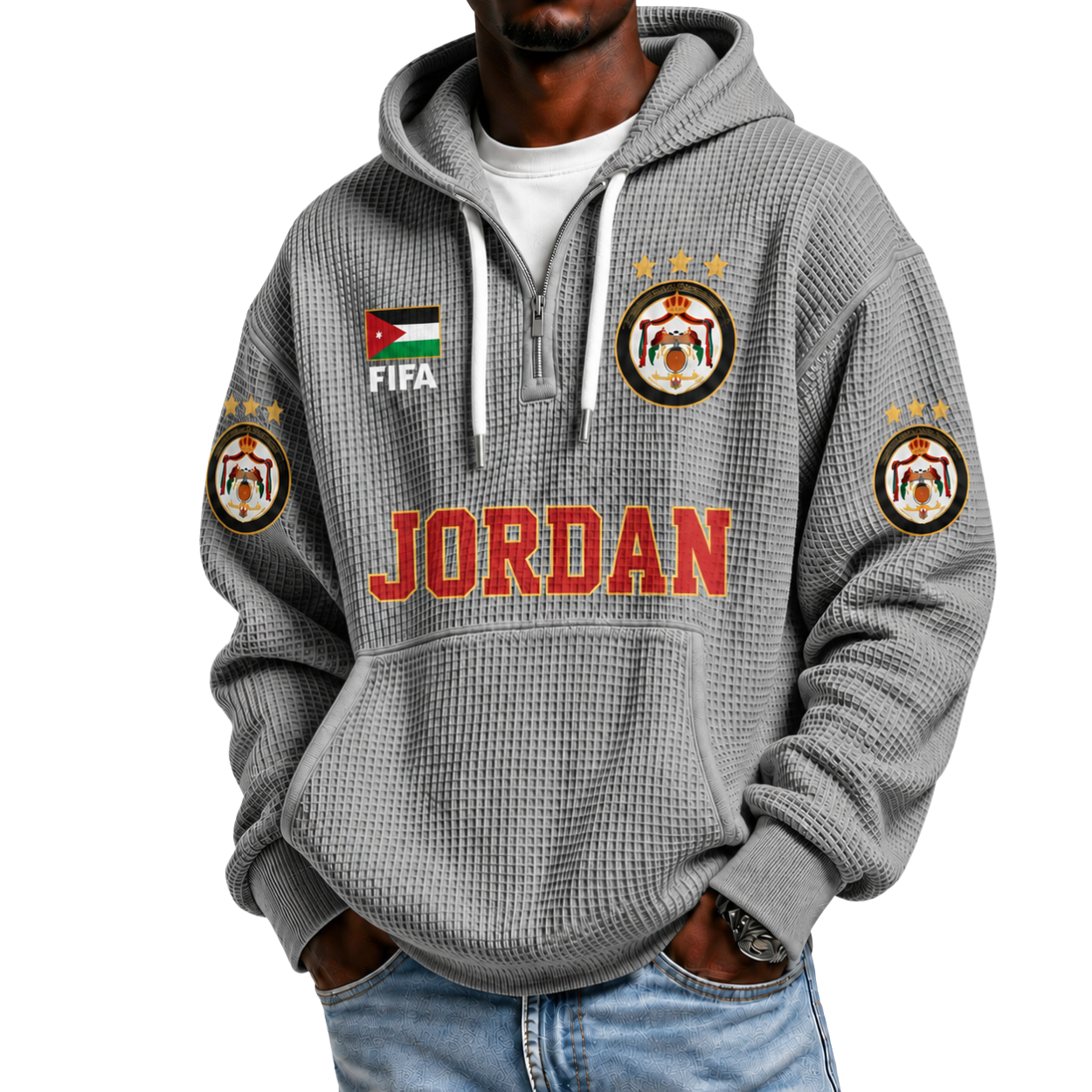 FIFA 2026 Jordan Printed Waffle Quarter Zip Football Fan Hoodie