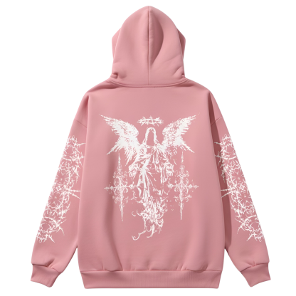 Men Angel Gothic Graphic Print Hoodie