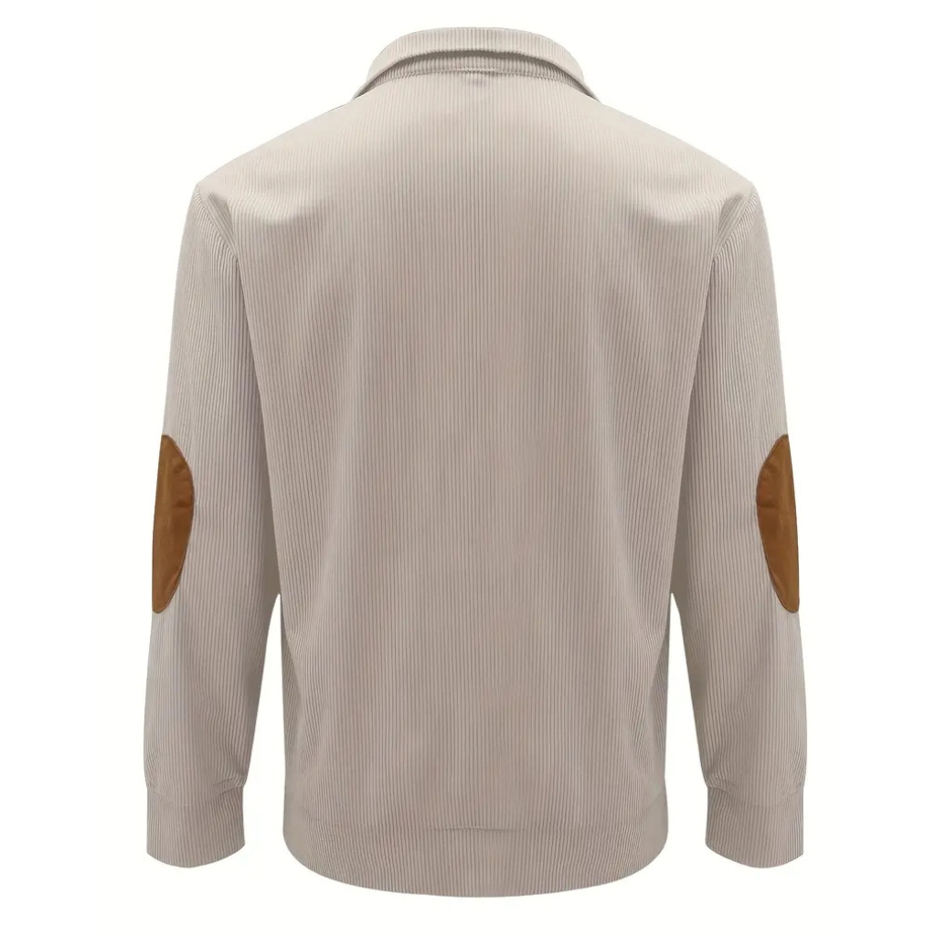 Casual Corduroy Textured Sweatshirt With Button Front