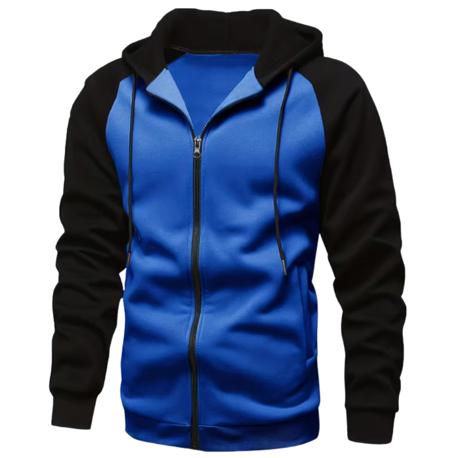 Men Color Block Zip Up Hoodie with Pockets