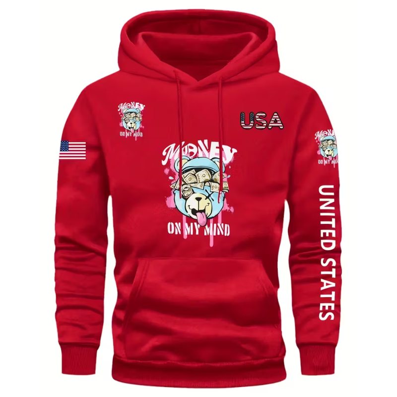 Pullover Hoodie With Dog Design For Men