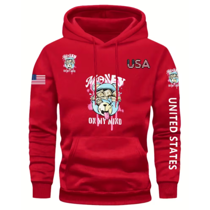 Men Pullover Hoodie With Dog Design