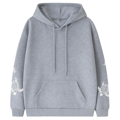 Women Plus Size Oversized Sea Turtle Print Hoodie