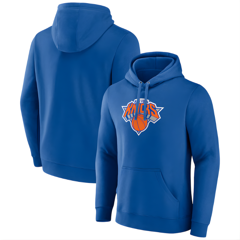 Men Royal New York Knicks Logo Pullover Hoodie