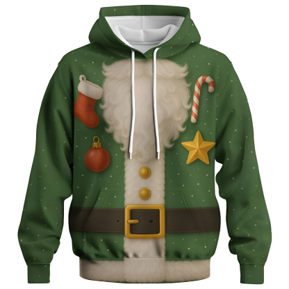 Novelty Long Sleeve Hoodie Funny Fashion Santa Claus Costume Graphic Sweatshirts