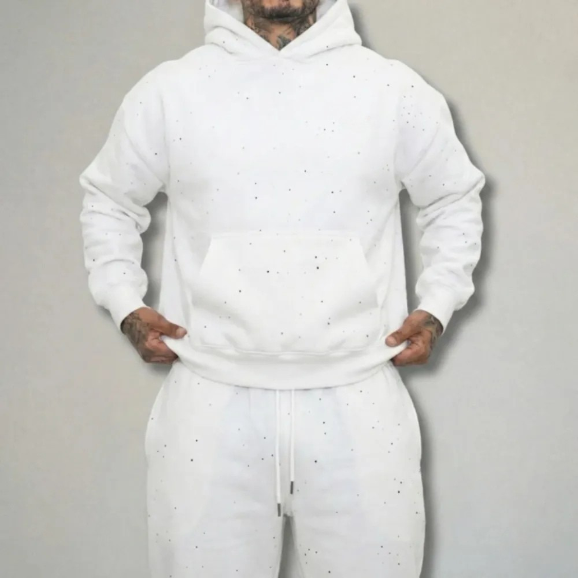 Rhinestone Detail Pullover Hoodie With Hood