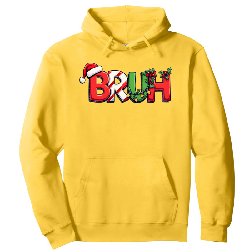 Funny Christmas Bruh Printed Pullover Hoodie