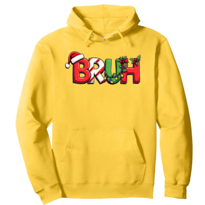 Funny Christmas Bruh Printed Pullover Hoodie