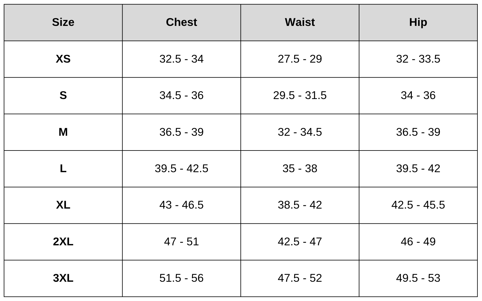Size Chart