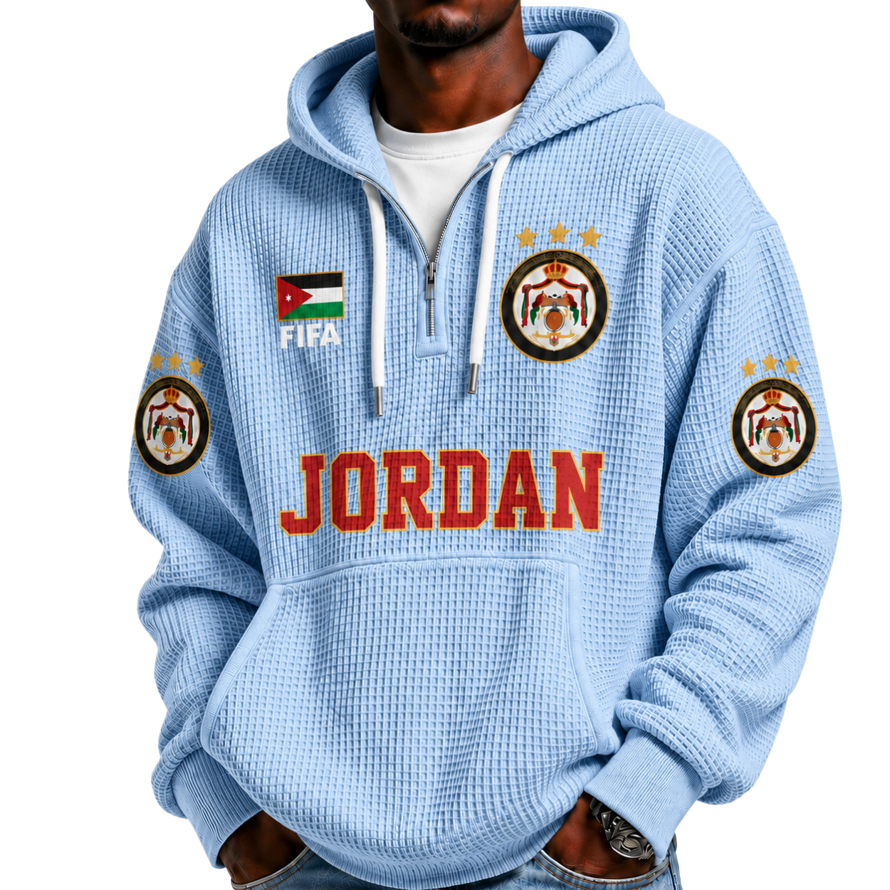 FIFA 2026 Jordan Printed Waffle Quarter Zip Football Fan Hoodie