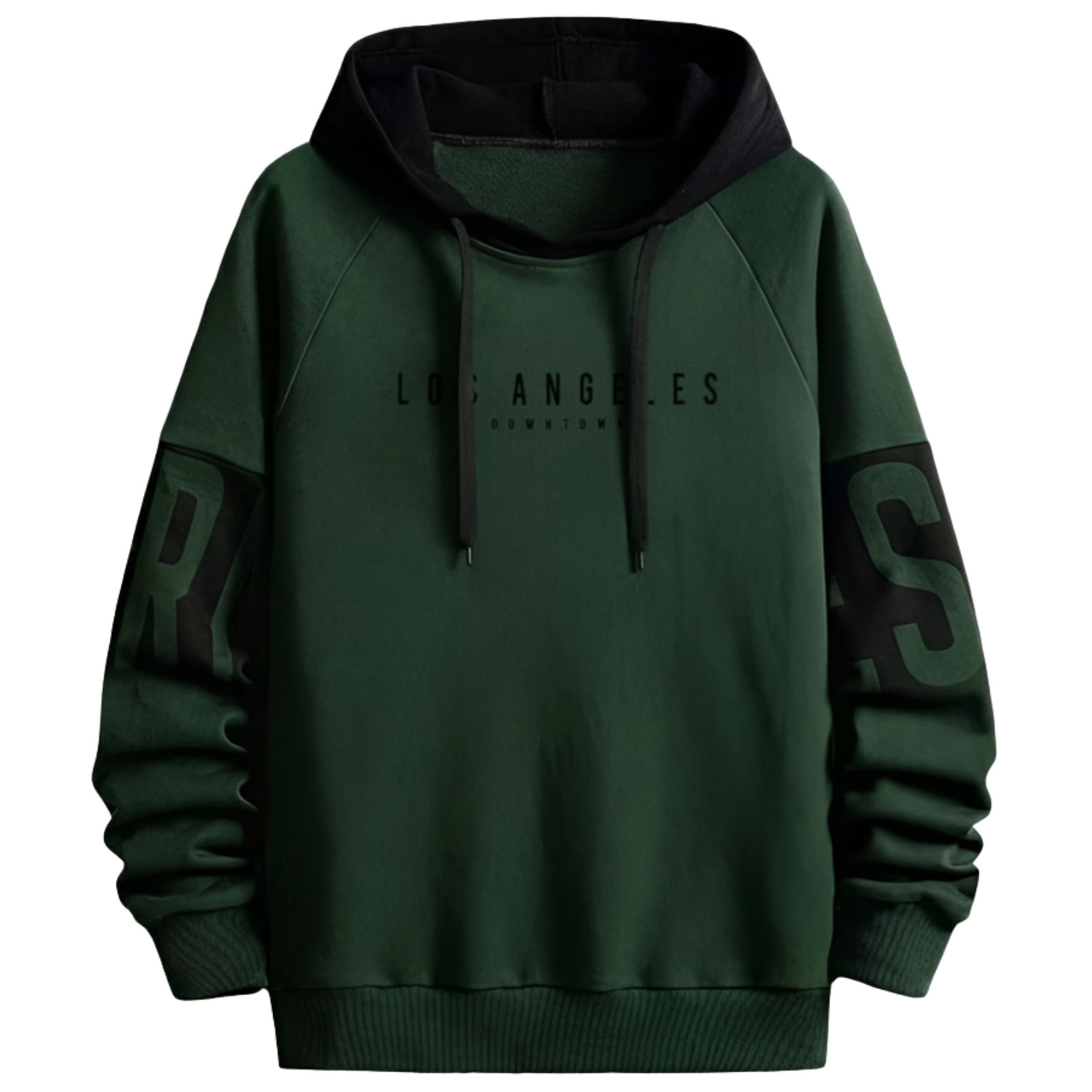 Men Pullover with Adjustable Drawstring Color Block Hoodie