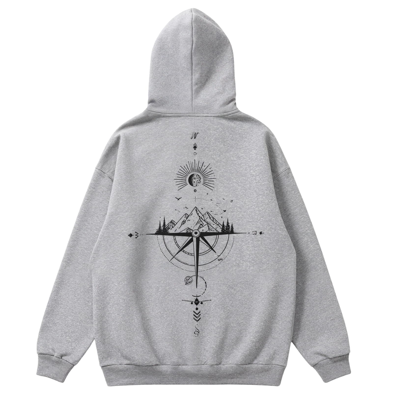 Men Cozy Fleece Starry Night Hoodie With Mountain Graphic