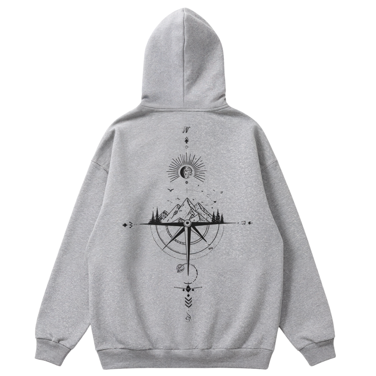 Men Cozy Fleece Starry Night Hoodie With Mountain Graphic