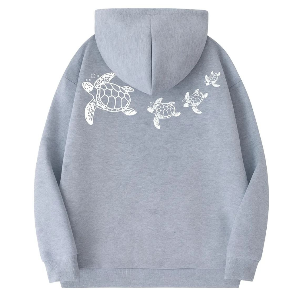 Women Plus Size Oversized Sea Turtle Print Hoodie