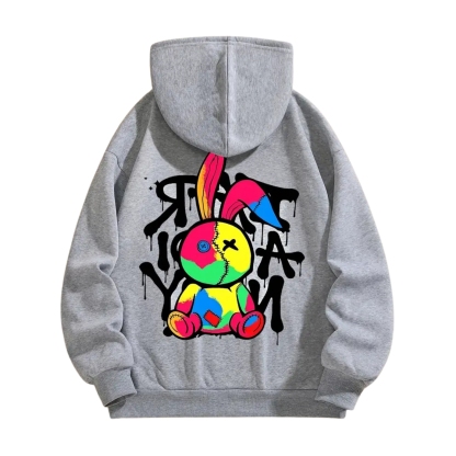Colorful Bunny Printed Hoodie For Women