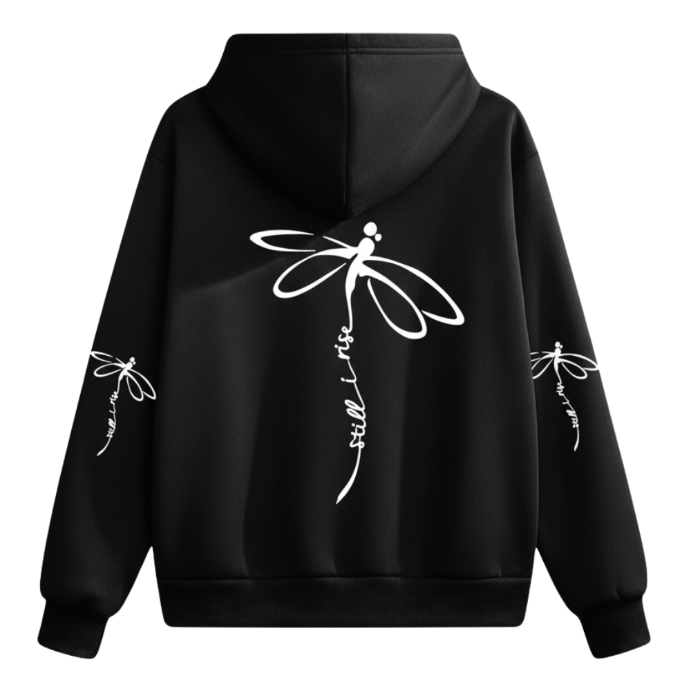 Dragonfly Print Long Sleeve Pullover Casual Hoodie