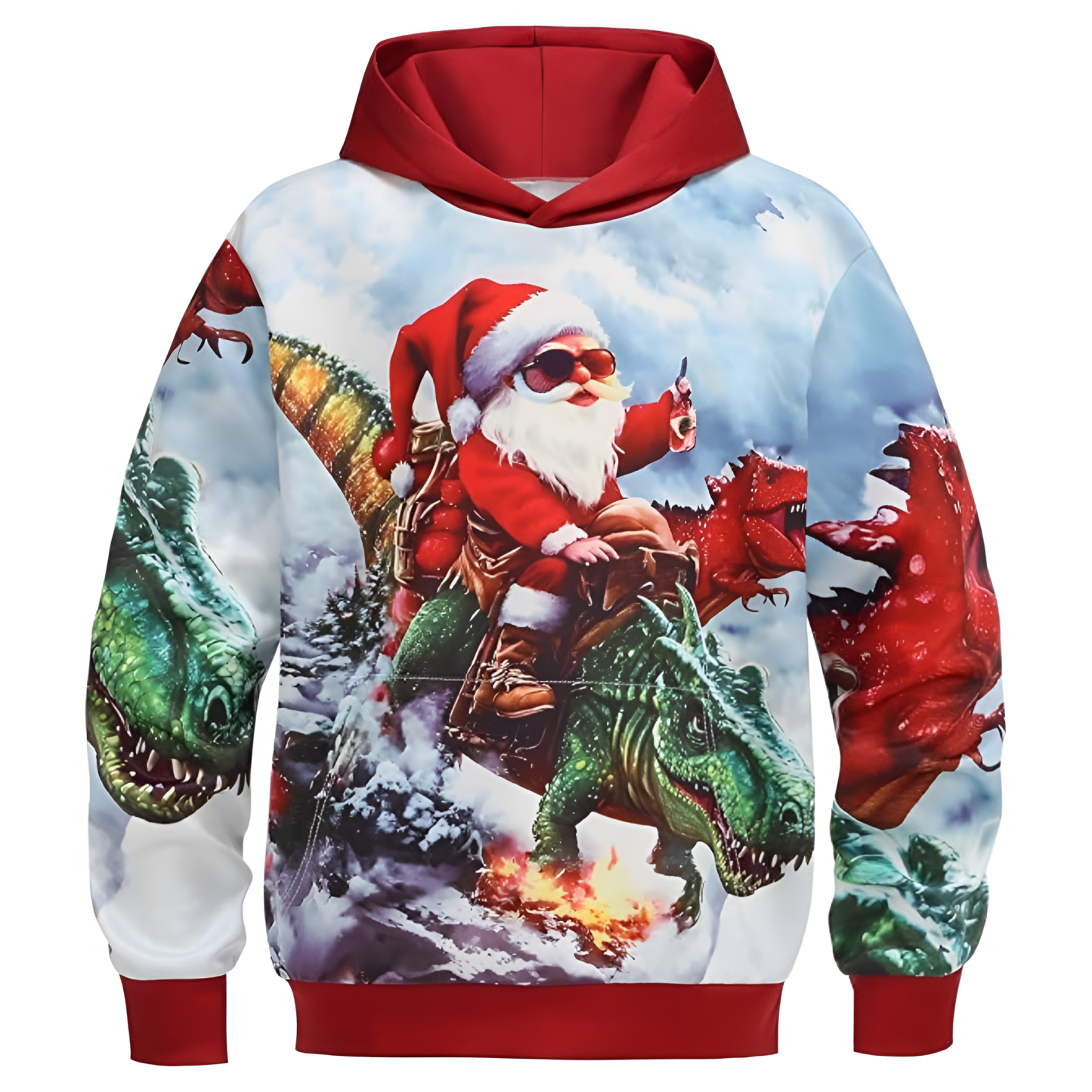 Ugly Christmas Reindeer 3D Graphic Print Hoodie For Kids