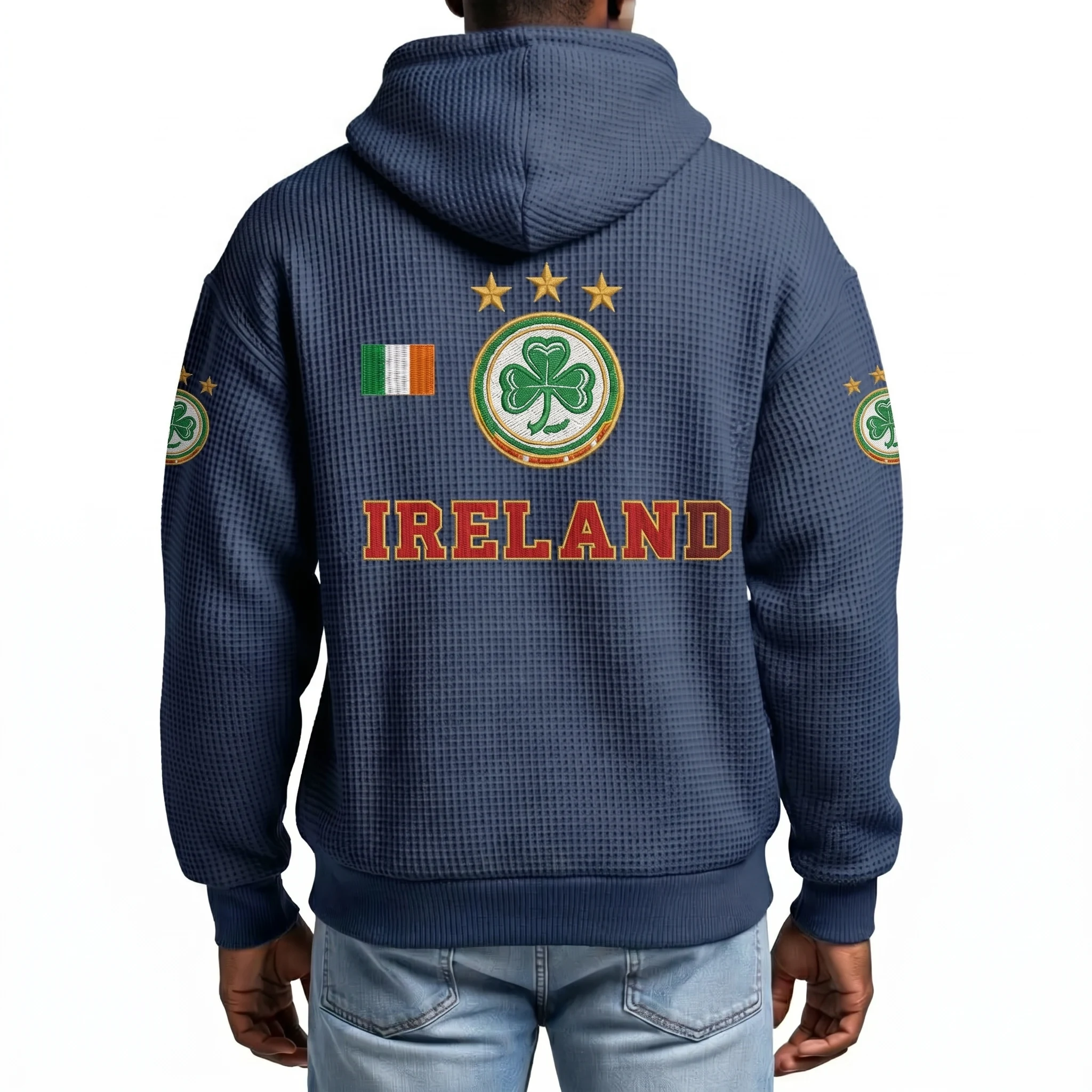 Ireland Printed Waffle Quarter Zip Football Fan Hoodie