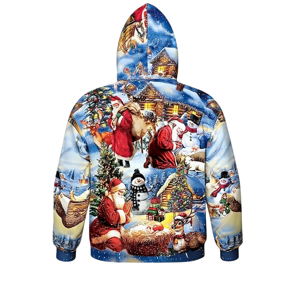 All Over Santa Costume Print Hoodie With Pocket