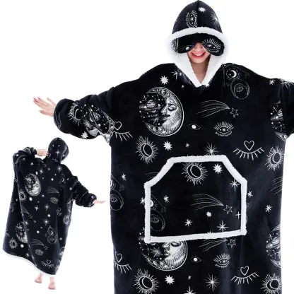 Eyemask Sleeping Oversized Long Wearable Blanket Hoodie for Adult One Size