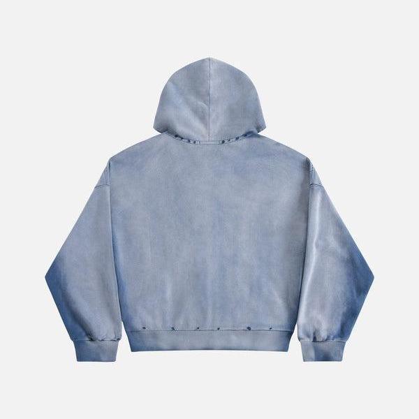 Oversized Boxy Zip Up Hoodie With Embellished Vintage Badges 