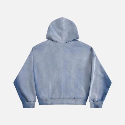 Oversized Boxy Zip Up Hoodie With Embellished Vintage Badges 