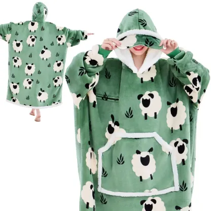 Eyemask Sleeping Oversized Long Wearable Blanket Hoodie for Adult One Size