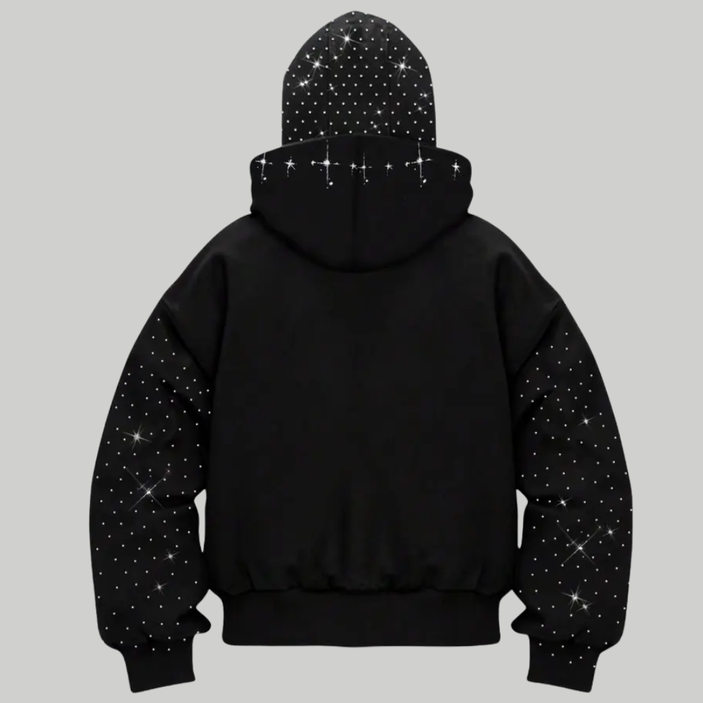 Mens Rhinestone Windproof Hat With Zipper Pockets For Winter