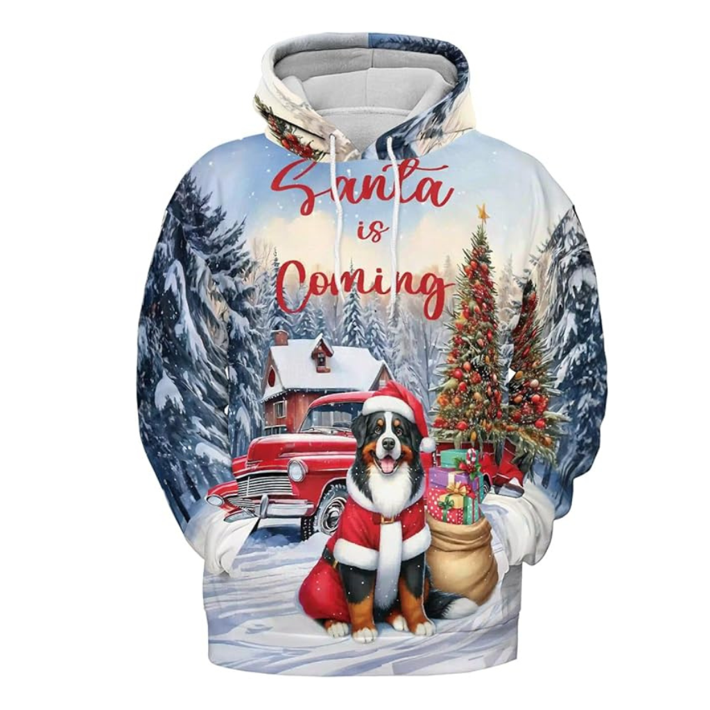 Christmas Santa Dog Truck Tree All Over Print 3D Zip Hoodie