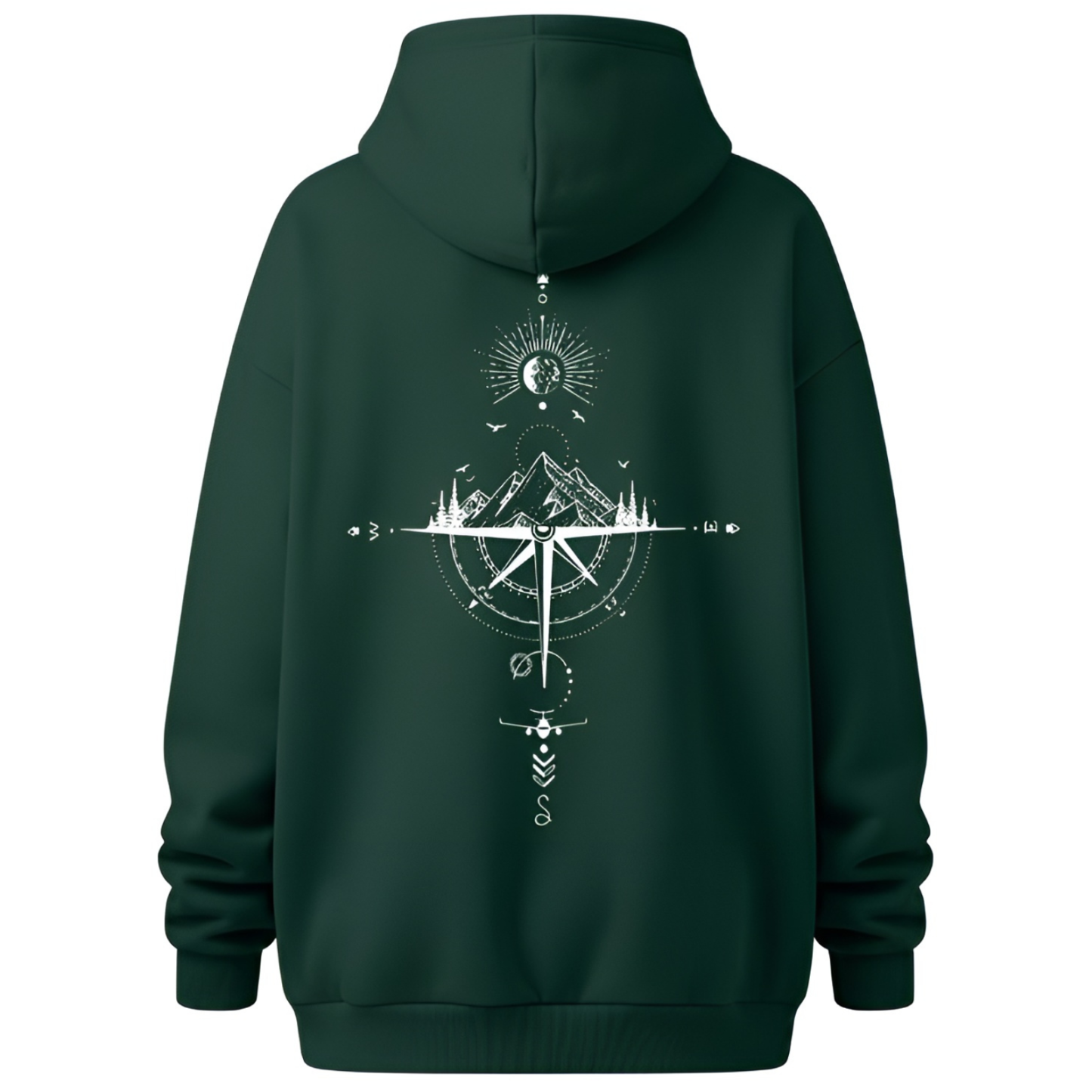 Men Cozy Fleece Starry Night Hoodie With Mountain Graphic