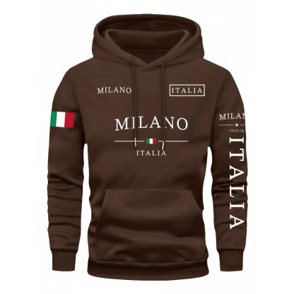 Milan Flag Inspired Geometric Print Hoodies For Couples