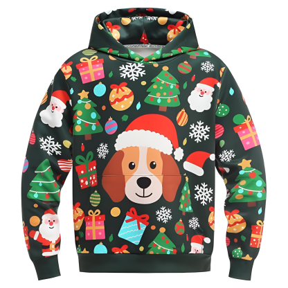 Ugly Christmas Reindeer 3D Graphic Print Hoodie For Kids