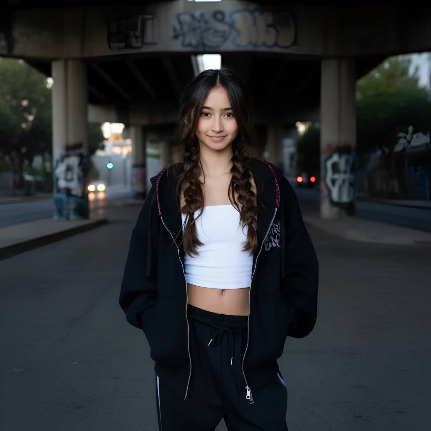 Goth Style Zip Hoodie With Spider And Cherry Print